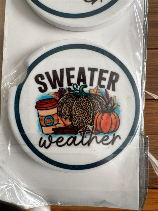 Sweater weather ceramic car coaster